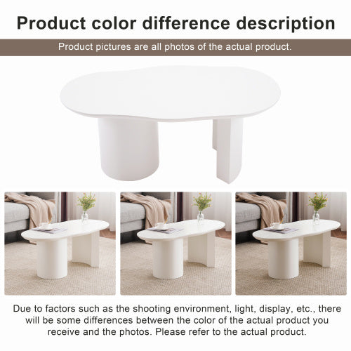 White Wooden Painted Coffee Table Abstract Cloud Shaped,Irregular White Coffee Table, Tea Table End Table, Modern Coffee Table, For Living Room Furniture, Easy Assembly