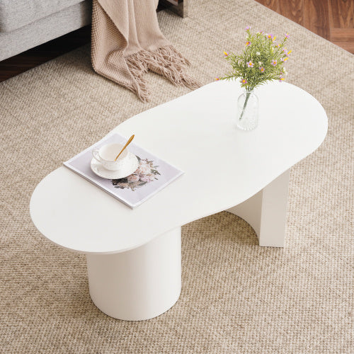 White Wooden Painted Coffee Table Abstract Cloud Shaped,Irregular White Coffee Table, Tea Table End Table, Modern Coffee Table, For Living Room Furniture, Easy Assembly