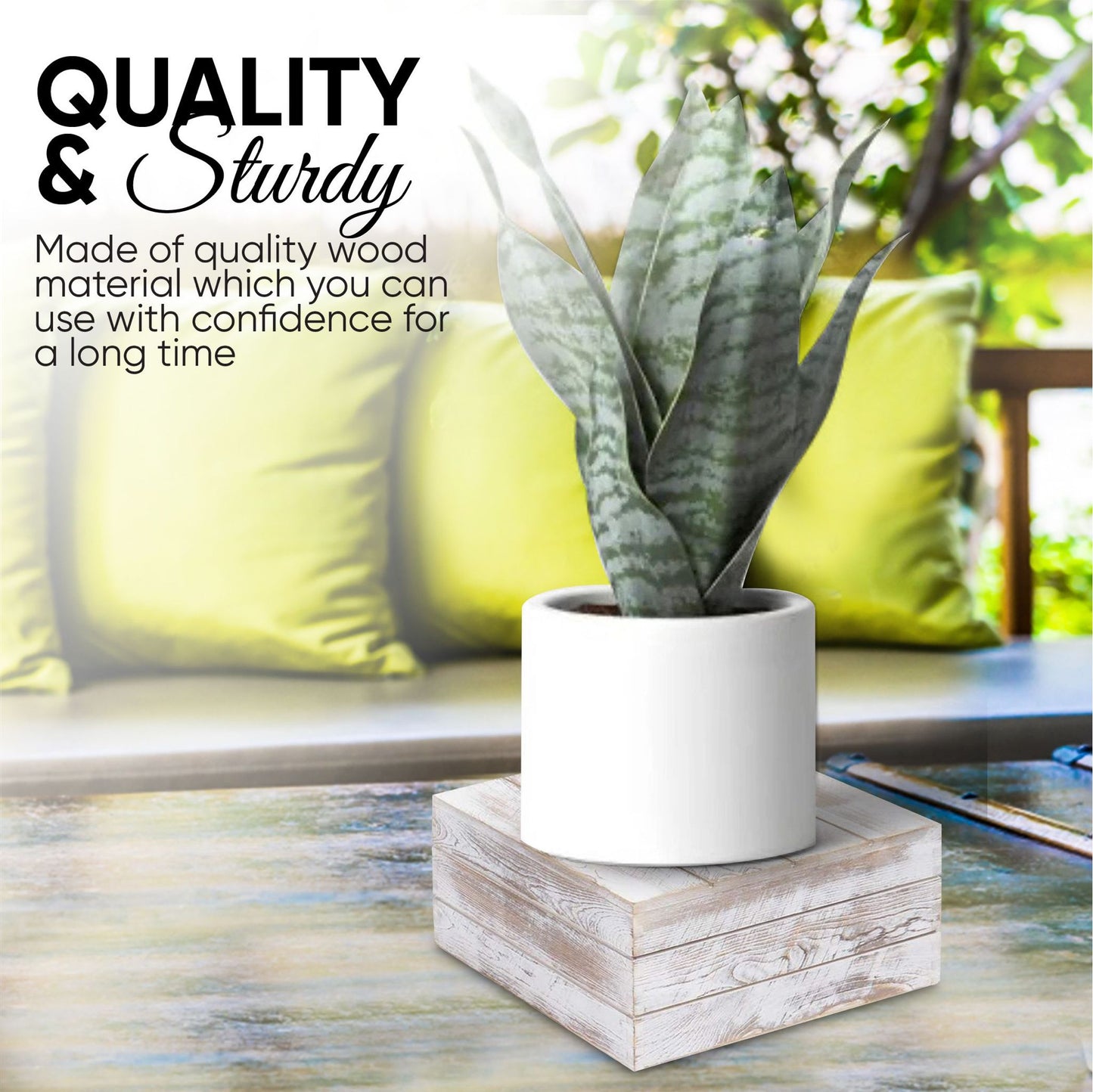 Virago 3pc Whitewashed Square Wood Stand