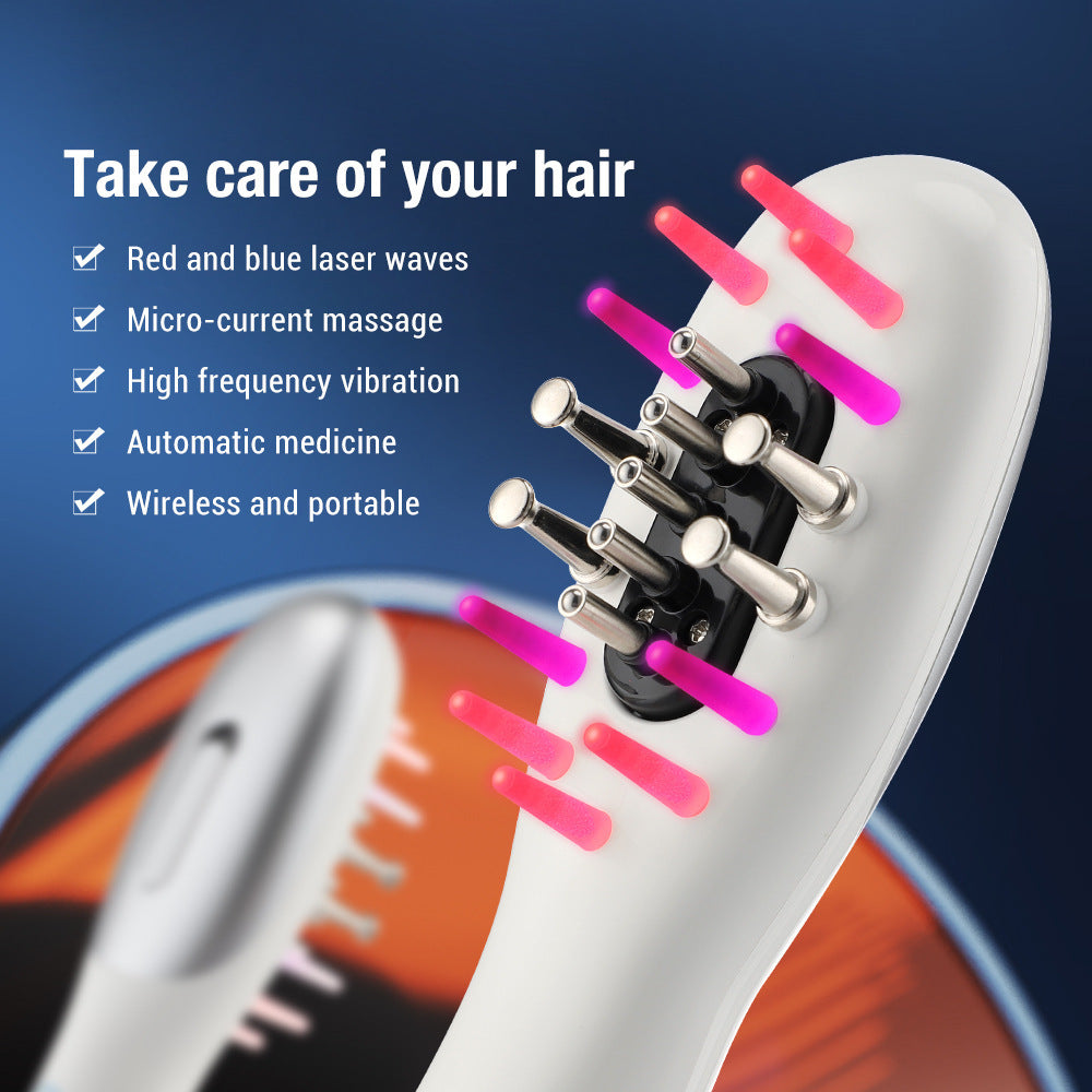 Electric Massage Comb Micro Current Red Blue Light Scalp Import Massage Instrument