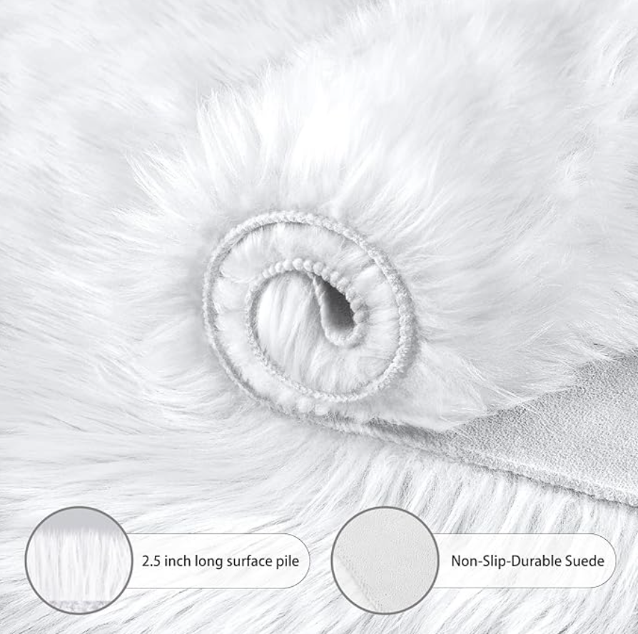 Virago Table Runner 72" x 12", White Table Runner for Dresser, Faux Fur Table Runner, White Fur Table Runner for Dining Table, Coffee Table, Rugs