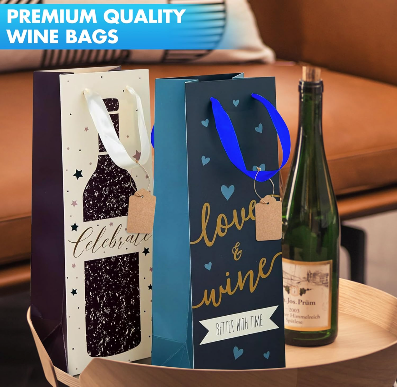 48 Pack Wine Bottle Gift Bags with Handles