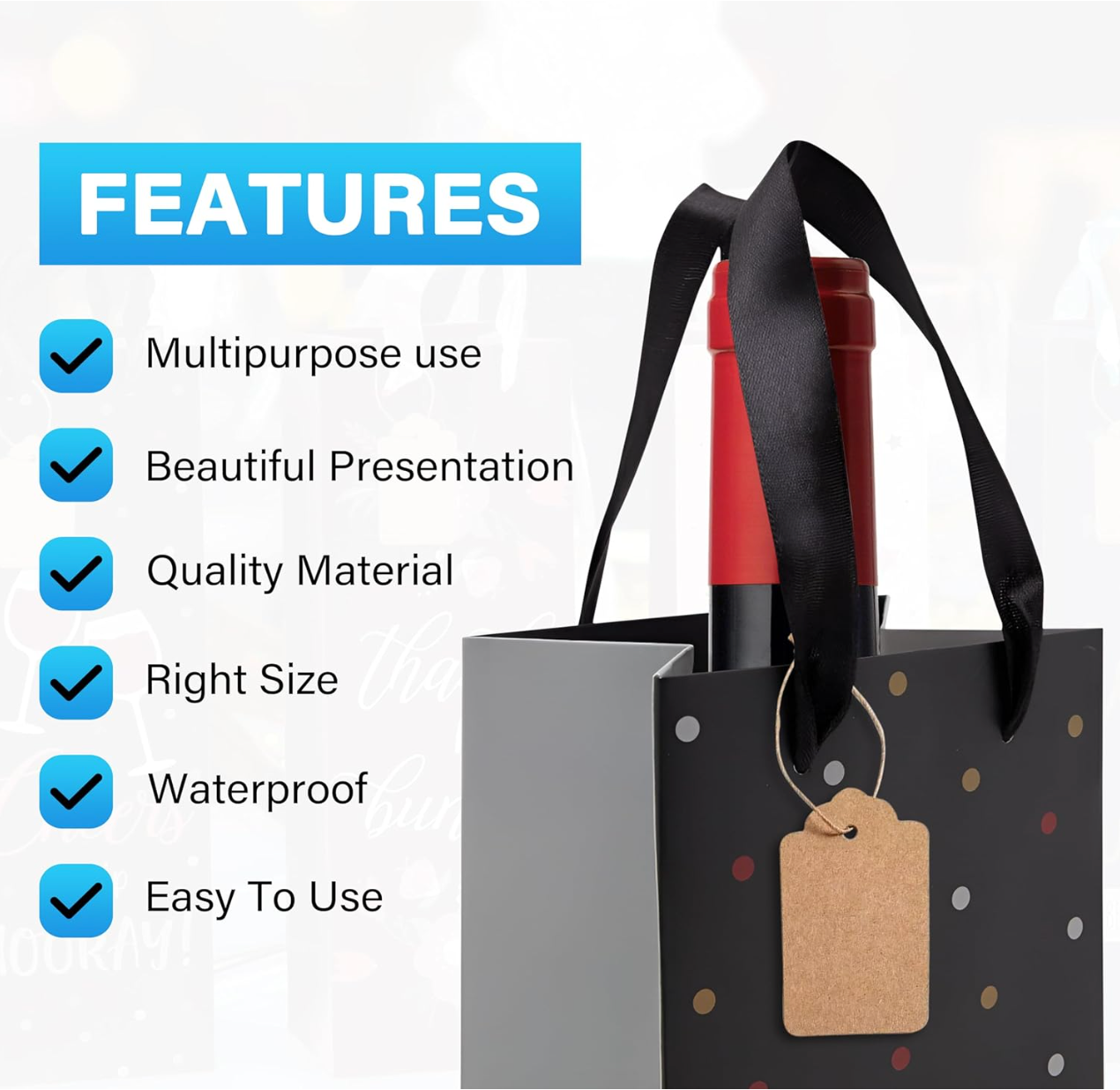 48 Pack Wine Bottle Gift Bags with Handles
