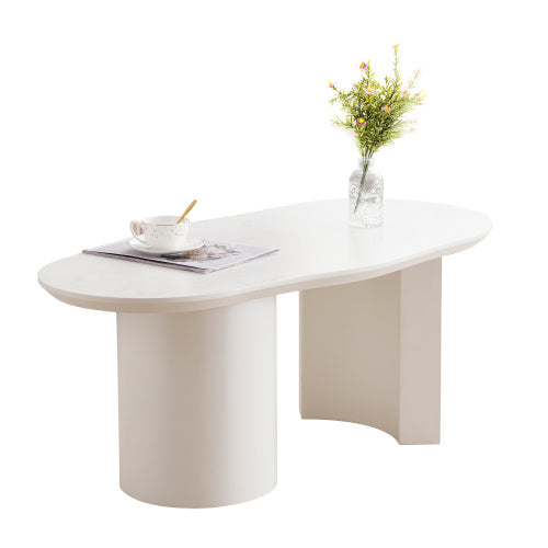 White Wooden Painted Coffee Table Abstract Cloud Shaped,Irregular White Coffee Table, Tea Table End Table, Modern Coffee Table, For Living Room Furniture, Easy Assembly
