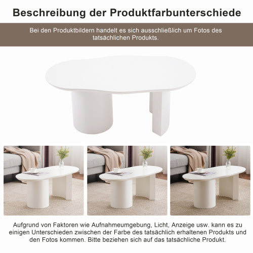 White Wooden Painted Coffee Table Abstract Cloud Shaped,Irregular White Coffee Table, Tea Table End Table, Modern Coffee Table, For Living Room Furniture, Easy Assembly