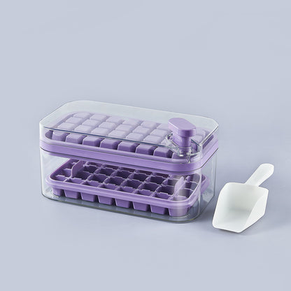 One-button Press Type Ice Mold Box Plastics Ice Cube Maker Ice Tray Mold With Storage Box With Lid Bar Kitchen Accessories