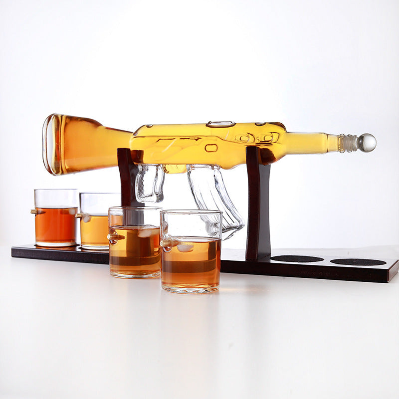 Elegant Gun Modeling Glass Wine Container Glass Wine Set Craft Wine Bottle