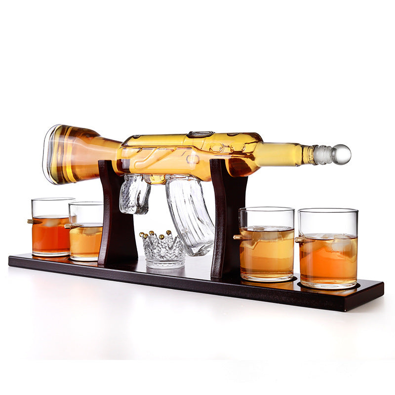 Elegant Gun Modeling Glass Wine Container Glass Wine Set Craft Wine Bottle