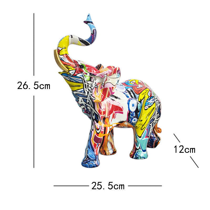 Creative Graffiti Elephant Figurine