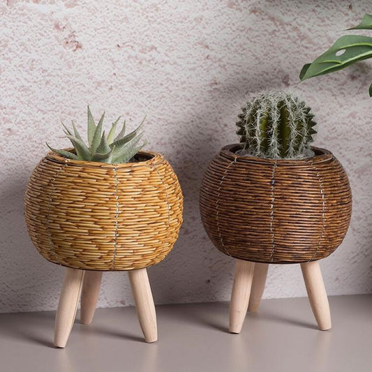 Nordic Imitation Rattan Flower Pot