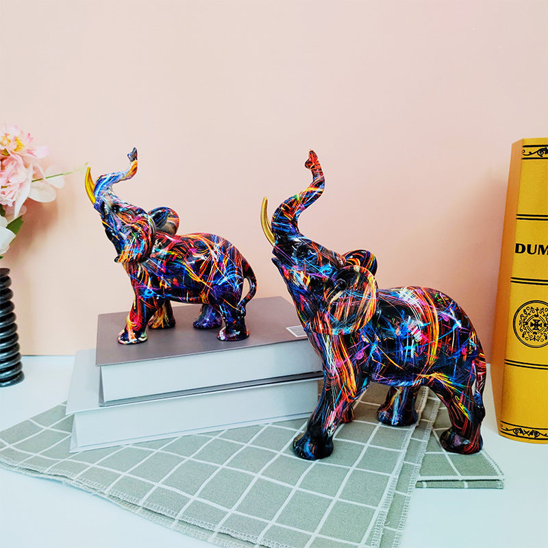 Creative Graffiti Elephant Figurine