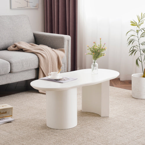 White Wooden Painted Coffee Table Abstract Cloud Shaped,Irregular White Coffee Table, Tea Table End Table, Modern Coffee Table, For Living Room Furniture, Easy Assembly