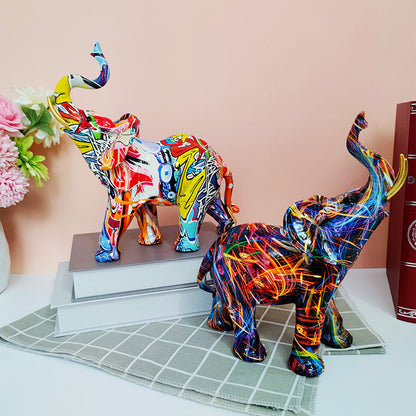 Creative Graffiti Elephant Figurine