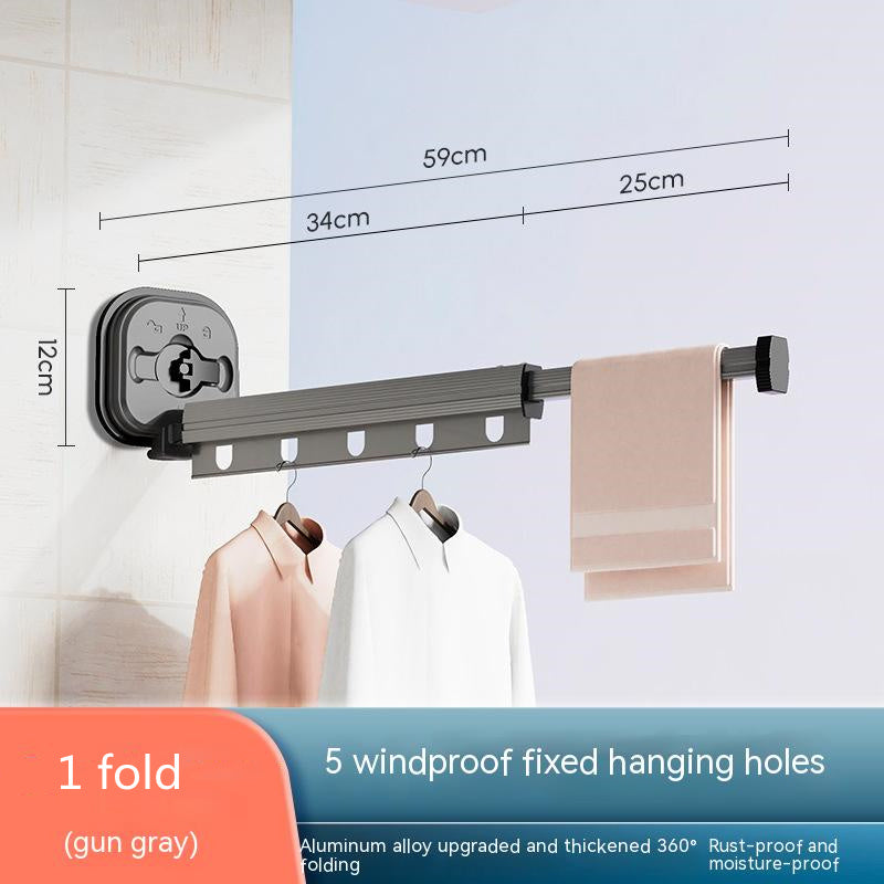 Suction Wall Mount Folding Clothes Drying Rack