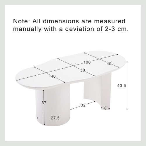 White Wooden Painted Coffee Table Abstract Cloud Shaped,Irregular White Coffee Table, Tea Table End Table, Modern Coffee Table, For Living Room Furniture, Easy Assembly
