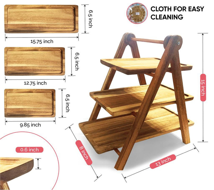 Wooden 3 Tier Serving Tray